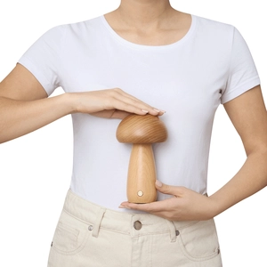 Lampe de table LED en bois forme champignon personnalisable