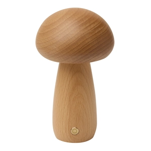 Lampe de table LED en bois forme champignon