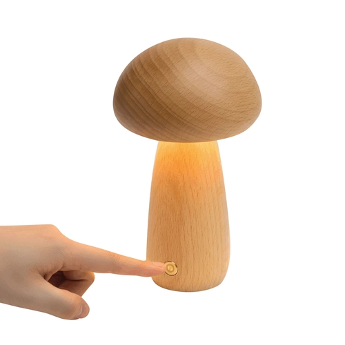 image du produit Lampe de table LED en bois forme champignon