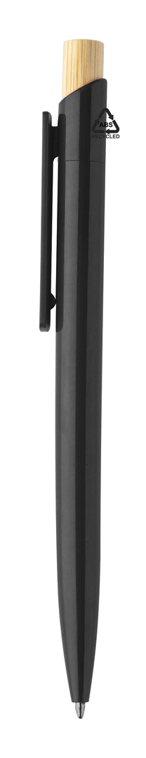 Stylo à bille en plastique ABS recyclé avec capuchon en bambou personnalisable