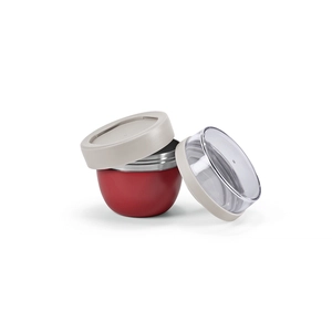 Bocal alimentaire avec deux compartiments de 350 ml et 230 ml - forme ovale et double paroi personnalisable
