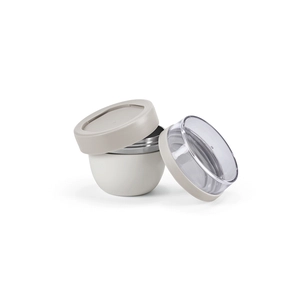 Bocal alimentaire avec deux compartiments de 350 ml et 230 ml - forme ovale et double paroi personnalisable