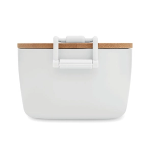 Boîte à lunch en PP avec 2 fermoirs latéraux et couvercle en bambou 700ml personnalisable