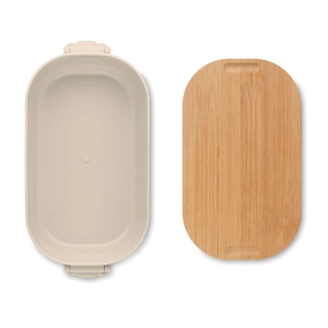 Boîte à lunch en PP avec 2 fermoirs latéraux et couvercle en bambou 700ml personnalisable
