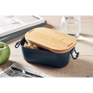 Boîte à lunch en PP avec 2 fermoirs latéraux et couvercle en bambou 700ml personnalisable