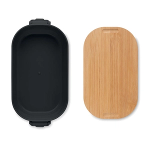 Boîte à lunch en PP avec 2 fermoirs latéraux et couvercle en bambou 700ml personnalisable