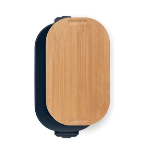 Boîte à lunch en PP avec 2 fermoirs latéraux et couvercle en bambou 700ml personnalisable