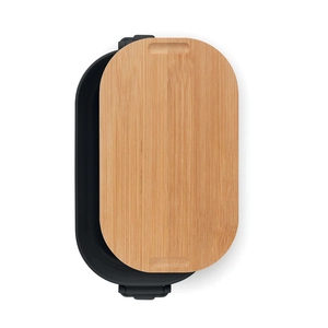 Boîte à lunch en PP avec 2 fermoirs latéraux et couvercle en bambou 700ml personnalisable