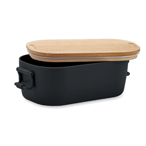 Boîte à lunch en PP avec 2 fermoirs latéraux et couvercle en bambou 700ml personnalisable