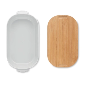 Boîte à lunch en PP avec 2 fermoirs latéraux et couvercle en bambou 700ml personnalisable