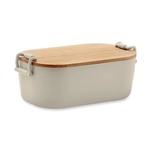 Boîte à lunch en PP avec 2 fermoirs latéraux et couvercle en bambou 700ml personnalisable