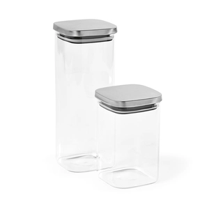 Boîte de conservation en verre 1270 ml avec couvercle en acier inox recyclé personnalisable