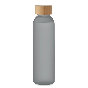 Bouteille en verre avec finition givrée et couvercle en bambou personnalisable