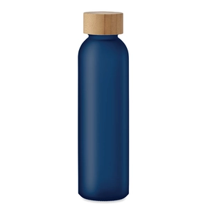 Bouteille en verre avec finition givrée et couvercle en bambou personnalisable