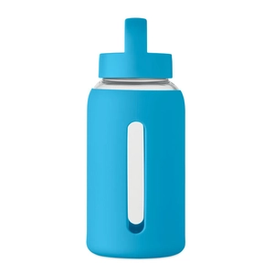 Bouteille en verre borosilicate de haute qualité avec pochette en silicone personnalisable