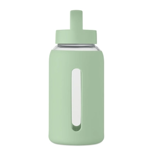 Bouteille en verre borosilicate de haute qualité avec pochette en silicone personnalisable