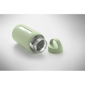 Bouteille en verre borosilicate de haute qualité avec pochette en silicone personnalisable