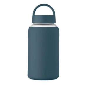 Bouteille en verre borosilicate de haute qualité avec pochette en silicone personnalisable