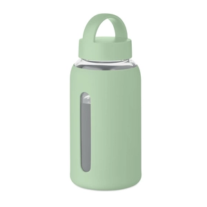 Bouteille en verre borosilicate de haute qualité avec pochette en silicone personnalisable