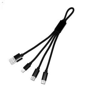 Câble court 4 en 1 charge rapide 20W noir - longueur 18 cm personnalisable