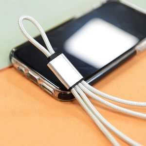 Câble court 4 en 1 charge rapide 20W silver - longueur 18 cm personnalisable