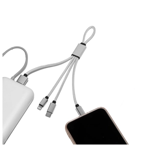 Câble court 4 en 1 charge rapide 20W silver - longueur 18 cm personnalisable