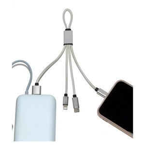 Câble court 4 en 1 charge rapide 20W silver - longueur 18 cm personnalisable