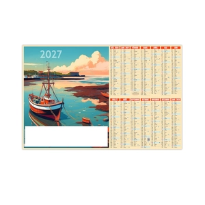 Calendrier bancaire publicitaire 14 mois graphisme néo-rétro