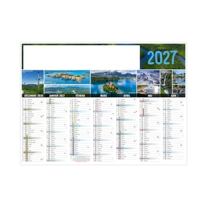 Calendrier bancaire publicitaire paysage du monde personnalisable