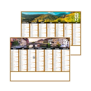 Calendrier bancaire publicitaire vues panoramiques Grand-Est