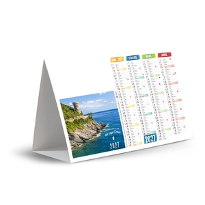 Calendrier chevalet publicitaire de comptoir tryptique Corse personnalisable