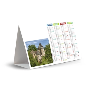 Calendrier chevalet publicitaire de comptoir tryptique Patrimoine Français