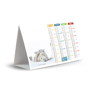 Calendrier chevalet publicitaire de comptoir tryptique Polaires personnalisable