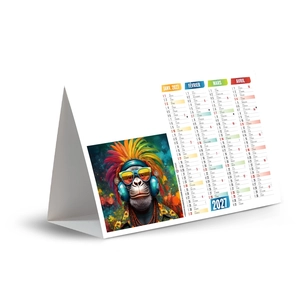 Calendrier chevalet publicitaire de comptoir tryptique Pop'art personnalisable