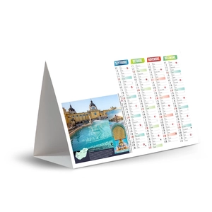 Calendrier chevalet publicitaire de comptoir tryptique Thermal personnalisable