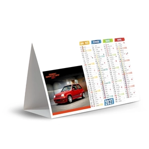 Calendrier chevalet publicitaire de comptoir tryptique Voitures