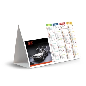 Calendrier chevalet publicitaire de comptoir tryptique Voitures personnalisable