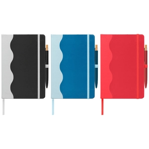 Carnet à motif vagues et stylo - A5 personnalisable
