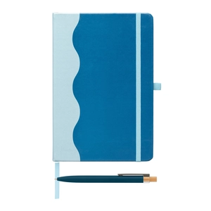 Carnet à motif vagues et stylo - A5 personnalisable