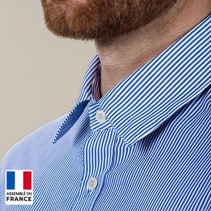 Chemise à rayure Homme coupée et confectionnée en France 100% coton personnalisable