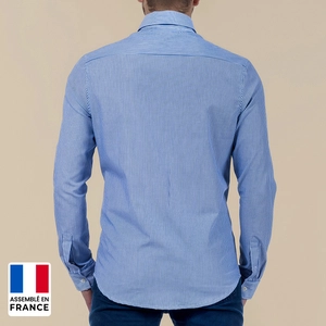 Chemise à rayure Homme coupée et confectionnée en France 100% coton personnalisable