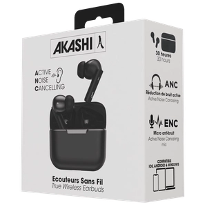 Ecouteurs à réduction de bruit ANC sans fil bluetooth noir personnalisable
