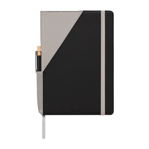 Ensemble carnet rechargeable en PU recyclé bicolore avec stylo – A5 personnalisable