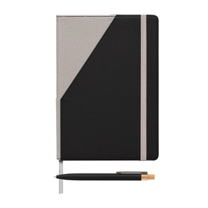 Ensemble carnet rechargeable en PU recyclé bicolore avec stylo – A5 personnalisable