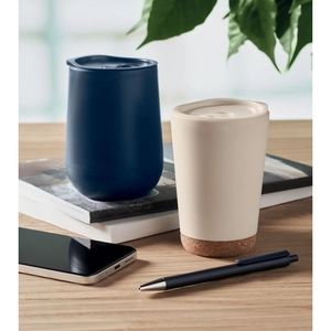 Gobelet à double paroi en PP avec base en liège 300 ml personnalisable