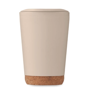 Gobelet à double paroi en PP avec base en liège 300 ml personnalisable