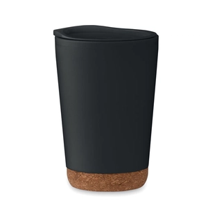 Gobelet à double paroi en PP avec base en liège 300 ml personnalisable