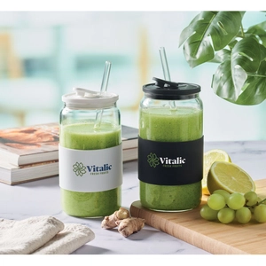 Gobelet en verre borosilicate de haute qualité avec paille 550 ml personnalisable