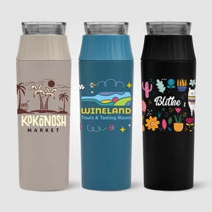 Gourde à couvercle étanche en acier inoxydable recyclé - 590 ml personnalisable