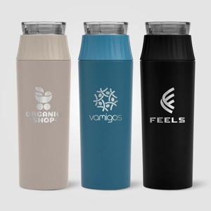 Gourde à couvercle étanche en acier inoxydable recyclé - 590 ml personnalisable